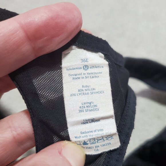 LULULEMON Lift & Separate Sports Bra Front Eye Hook Closure Blk Women 36DD, 36E - Picture 9 of 10